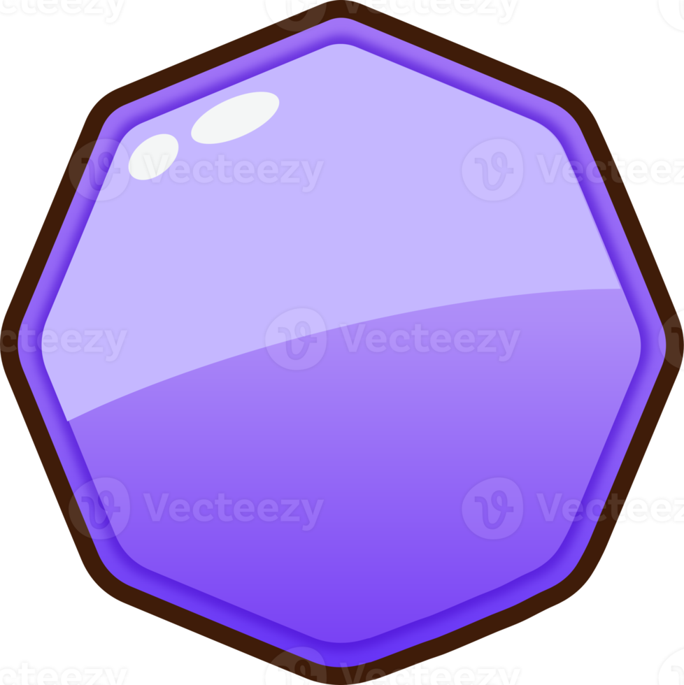 Purple Cartoon Octagon Button png