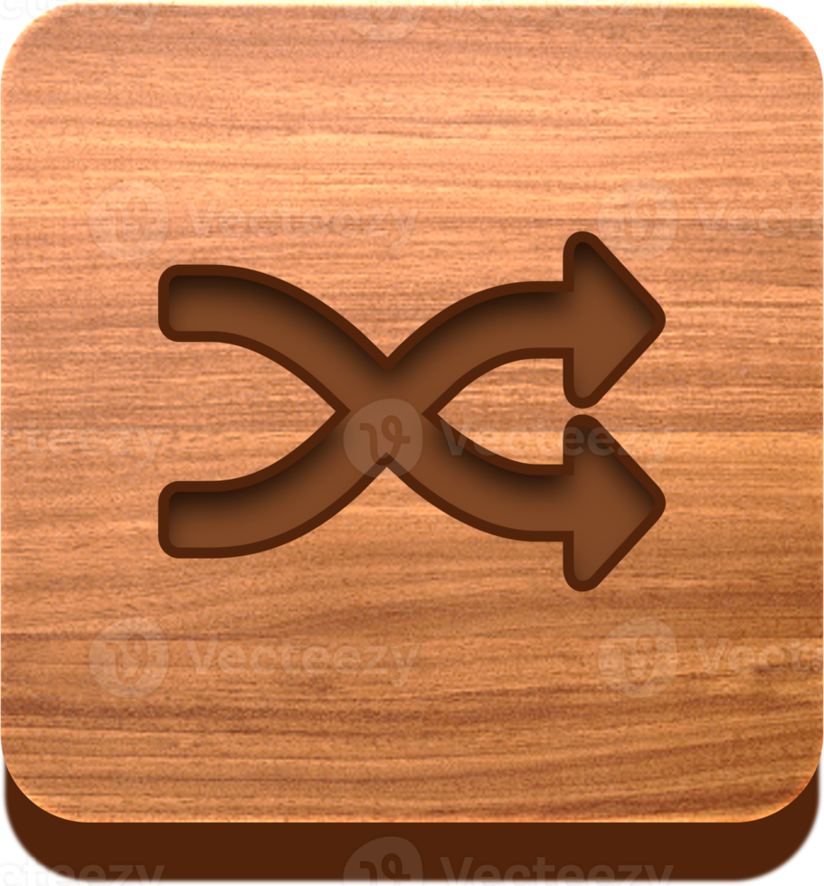 houten shuffle afspeellijst knop, houten icoon png