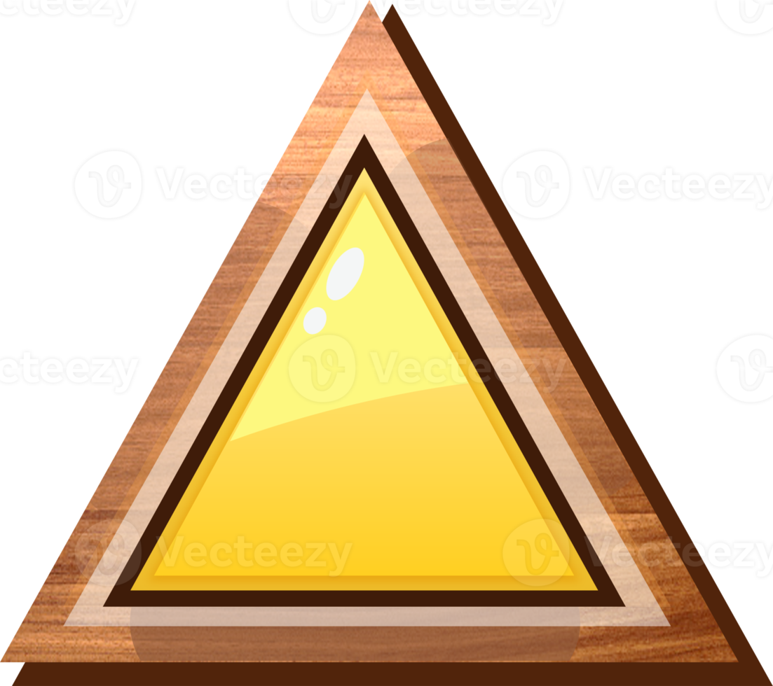 Yellow Cartoon Triangle Wooden Button png