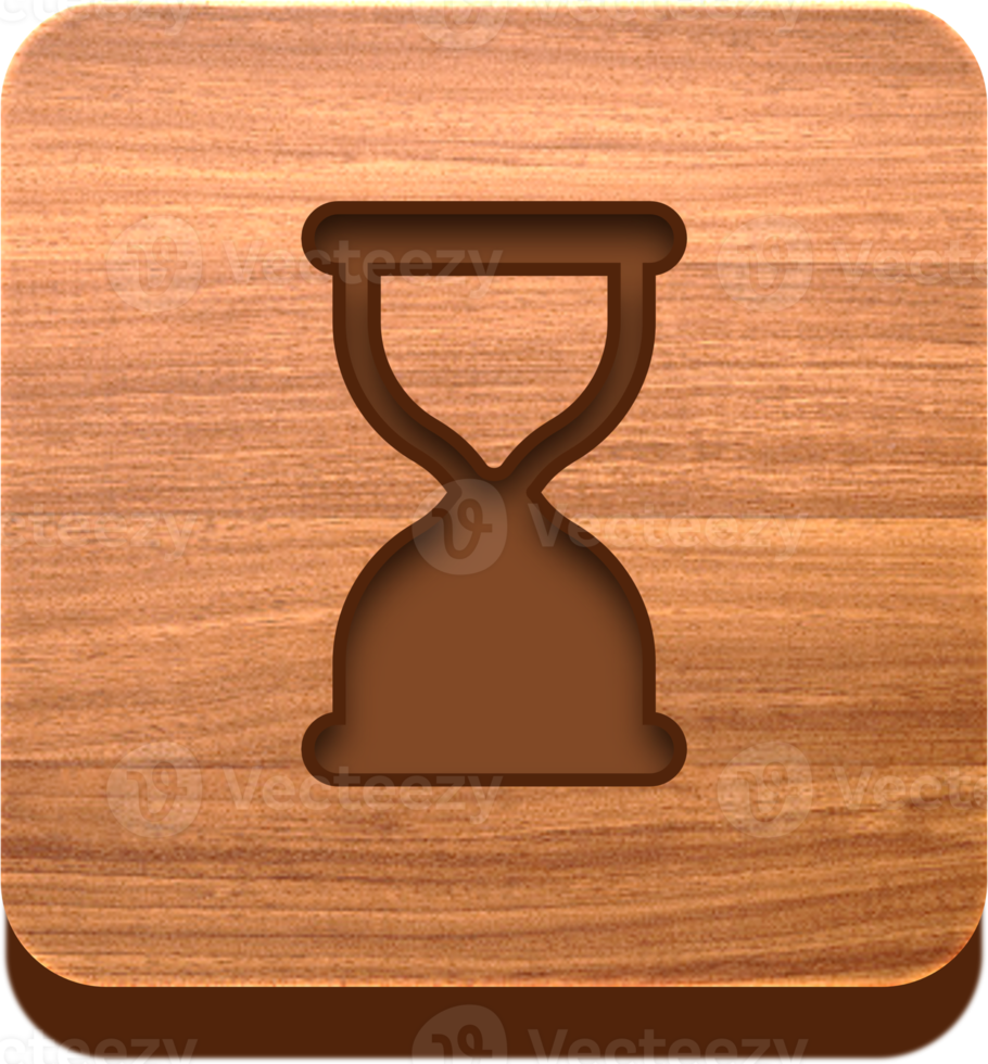 Wooden Hourglass Button, Wooden Icon png