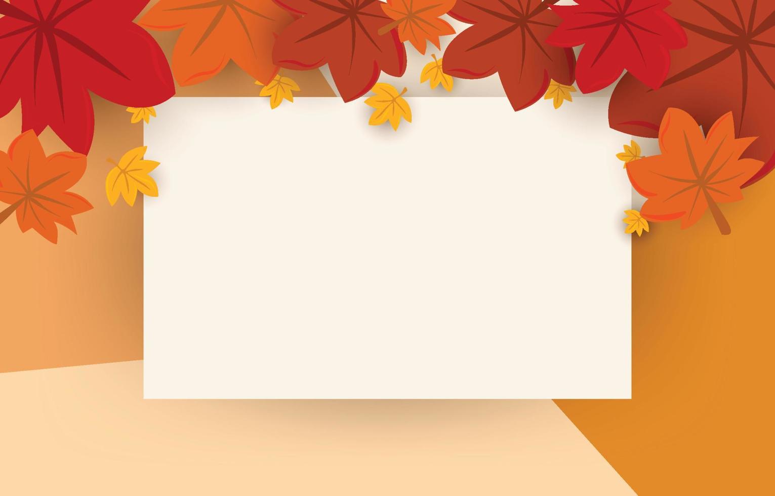 Autumn background with leaves golden yellow with square frames, and free space ,fall concept,For wallpaper, postcards, greeting cards, website pages, banners, online sales. Vector illustration