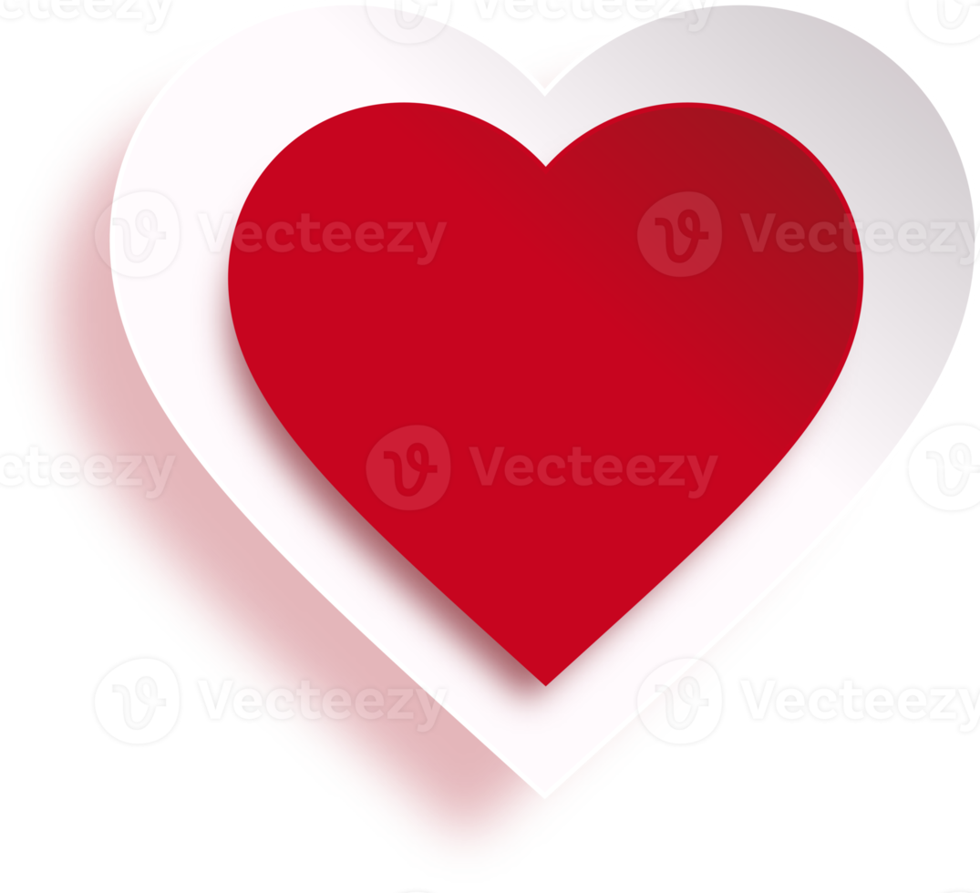 Red Paper Cut Heart With Shadow png
