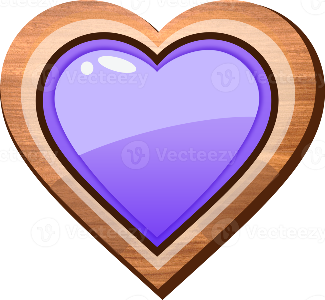 lila tecknad serie hjärta trä- knapp png