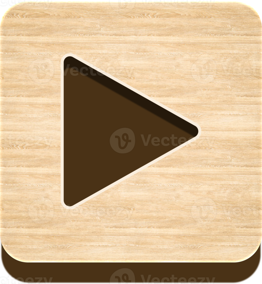 botón de reproducción de madera, icono de madera png
