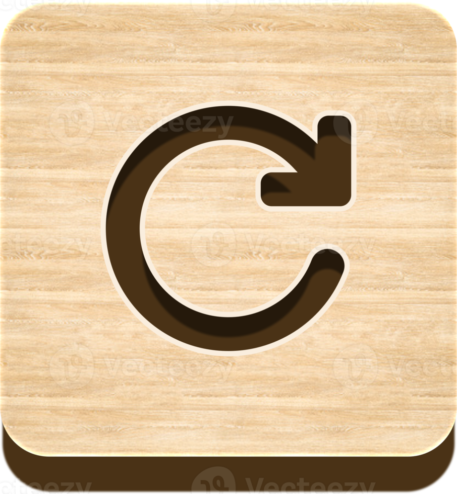 Wooden Rotate Right Button, Wooden Icon png