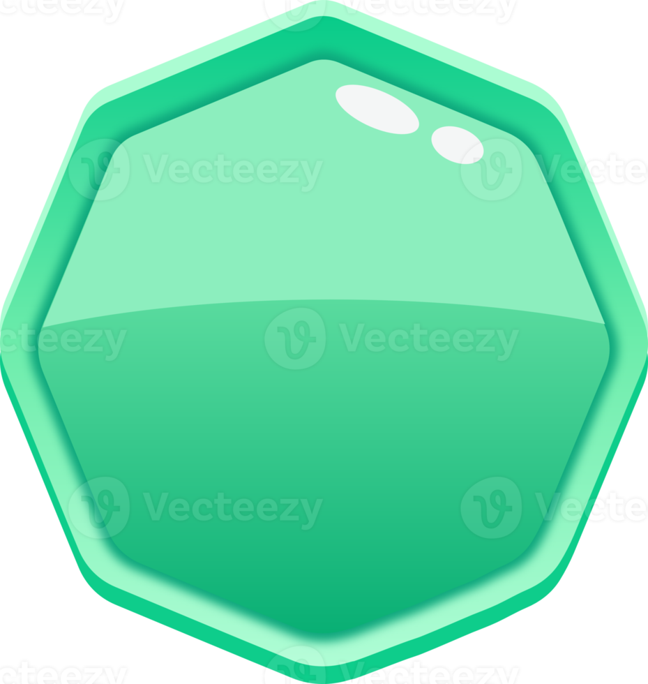 Green Cartoon Octagon Button png