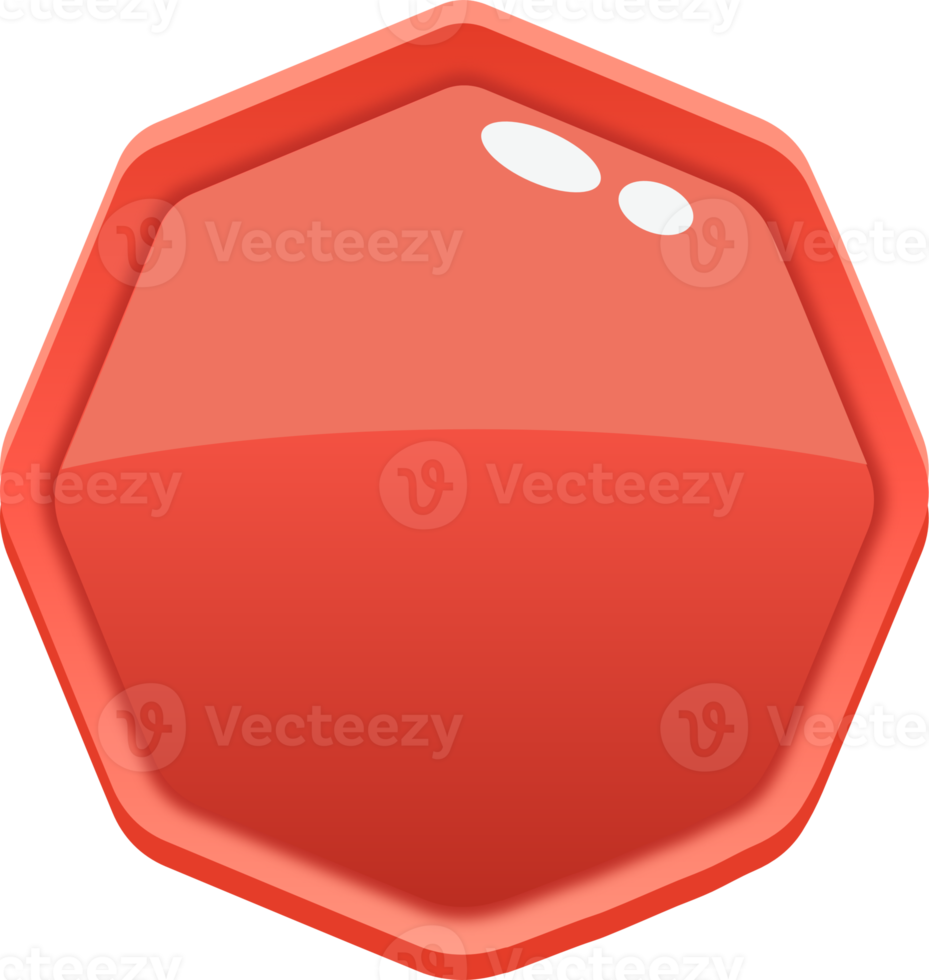 Red Cartoon Octagon Button png