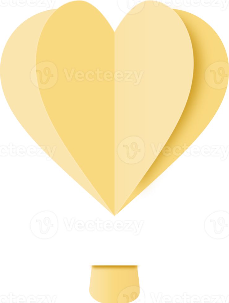 Yellow Heart Hot Air Balloon Paper Cut, Heart Shaped Hot Air Balloon png