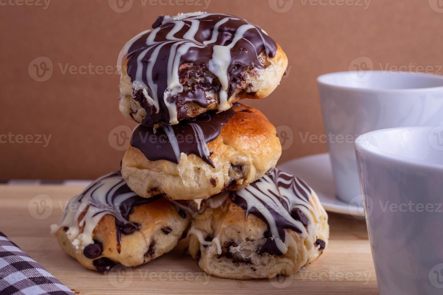 Brioche bread with chocolate photo