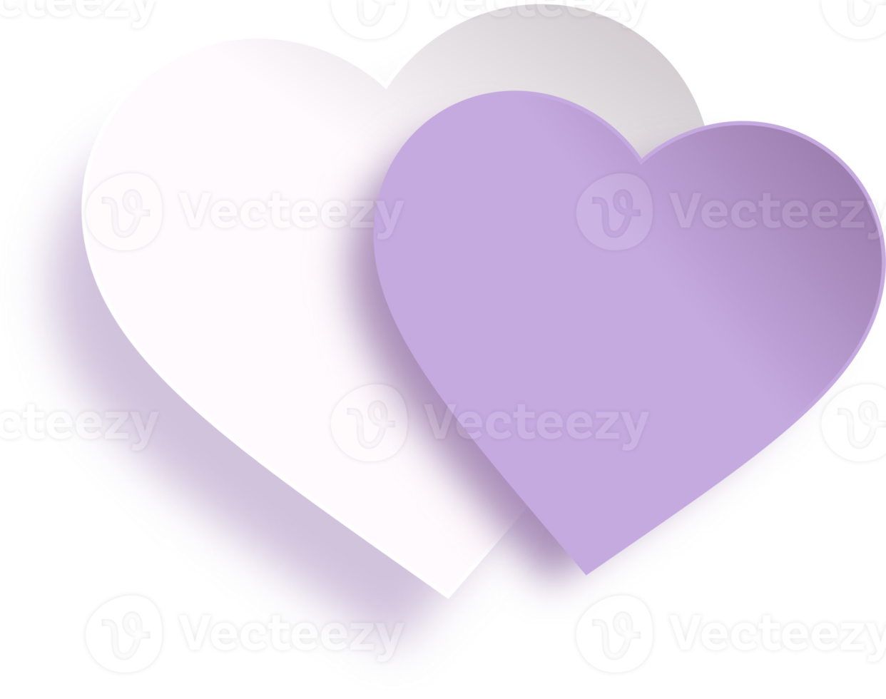 twee hart papier besnoeiing met schaduw png