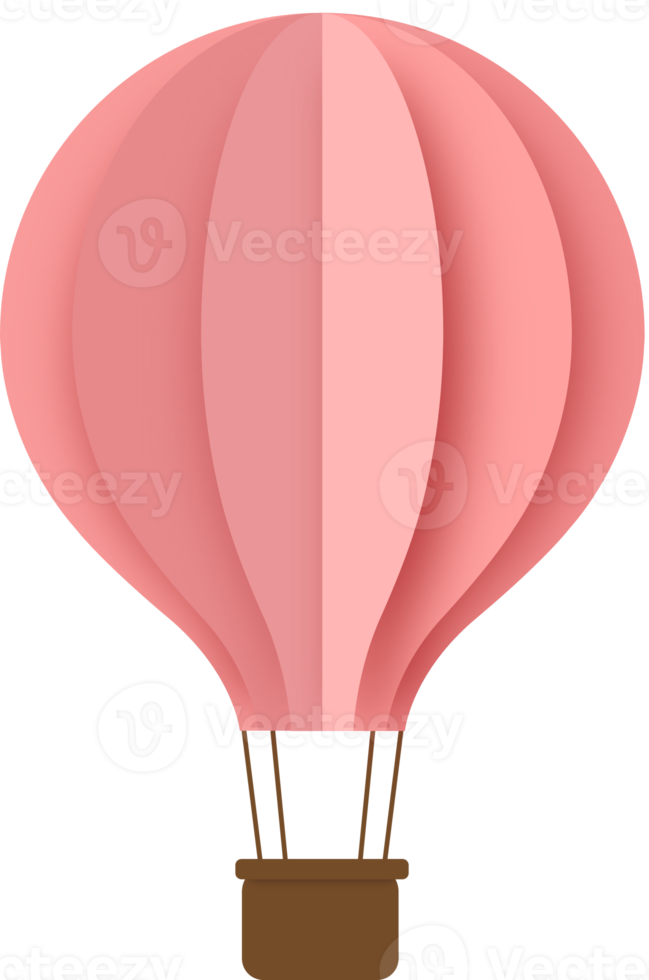ballon à air chaud en papier rose, papier ballon à air chaud découpé png