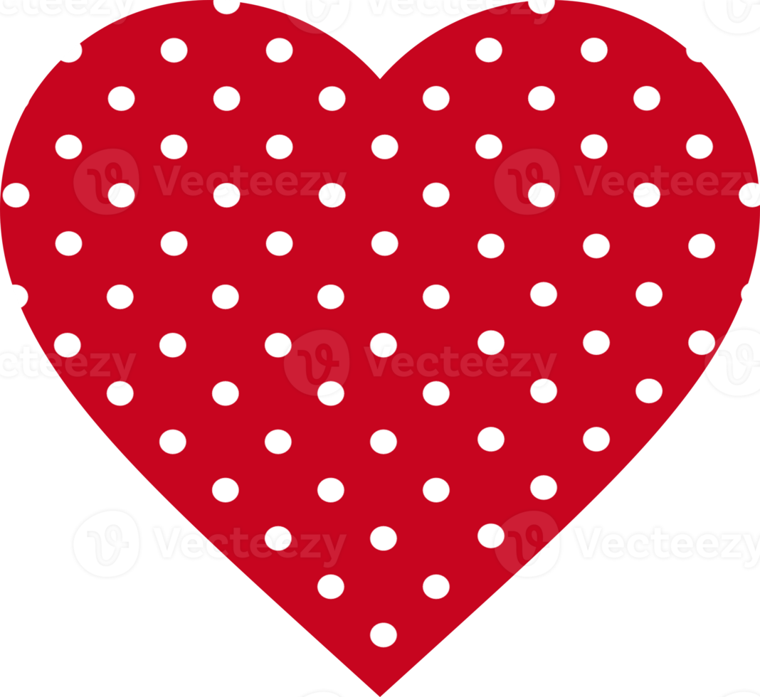 Red Heart With Polka Dots png