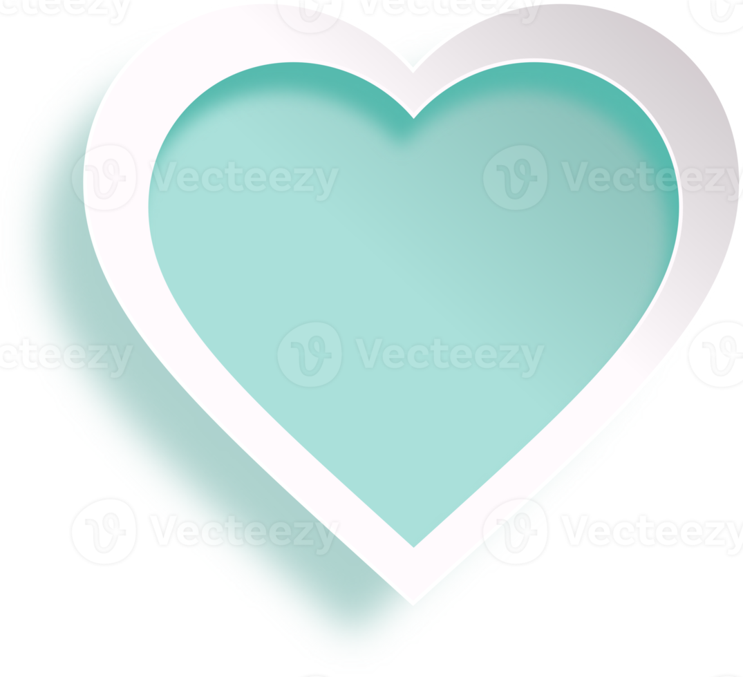 White And Turquoise Heart Paper Cut Style png