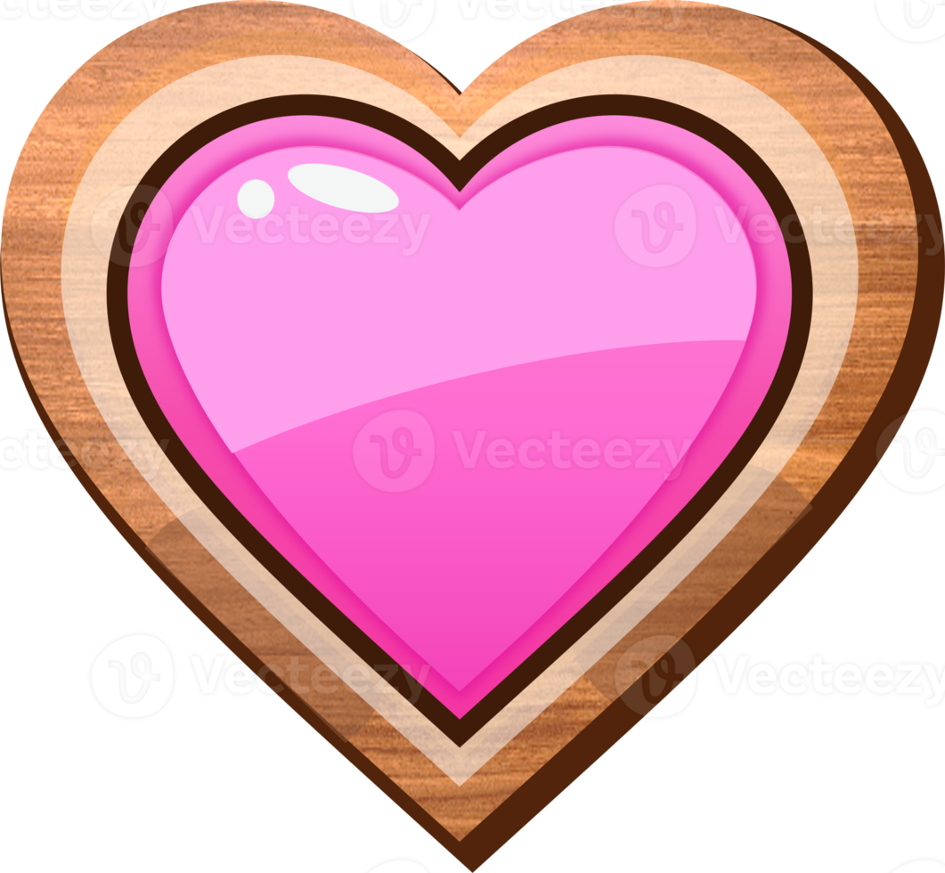Rosa Cartoon-Herz-Holzknopf png