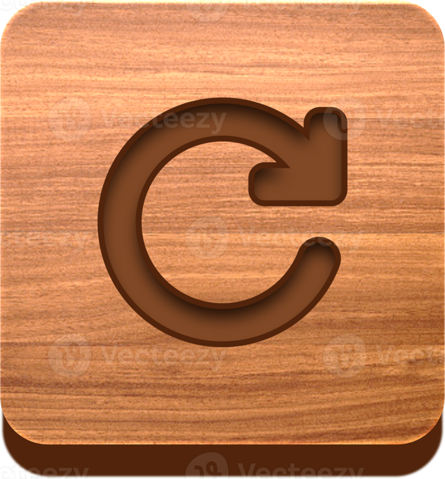 houten draaien Rechtsaf knop, houten icoon png