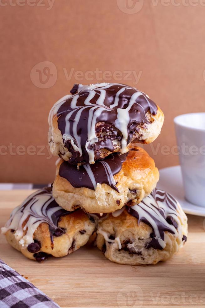 Brioche bread with chocolate photo