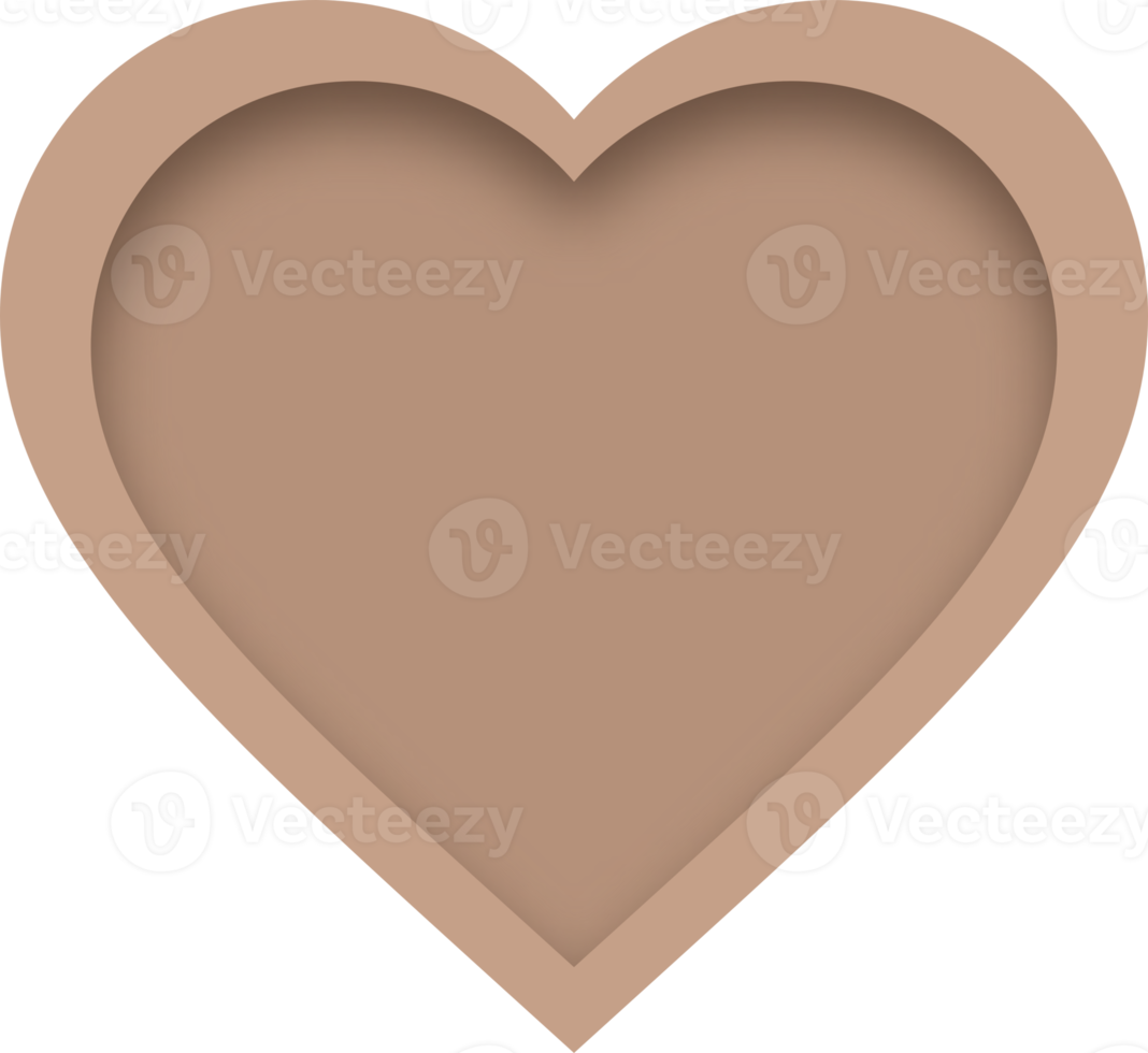 Blank Brown Heart Layered Paper Cut Style png
