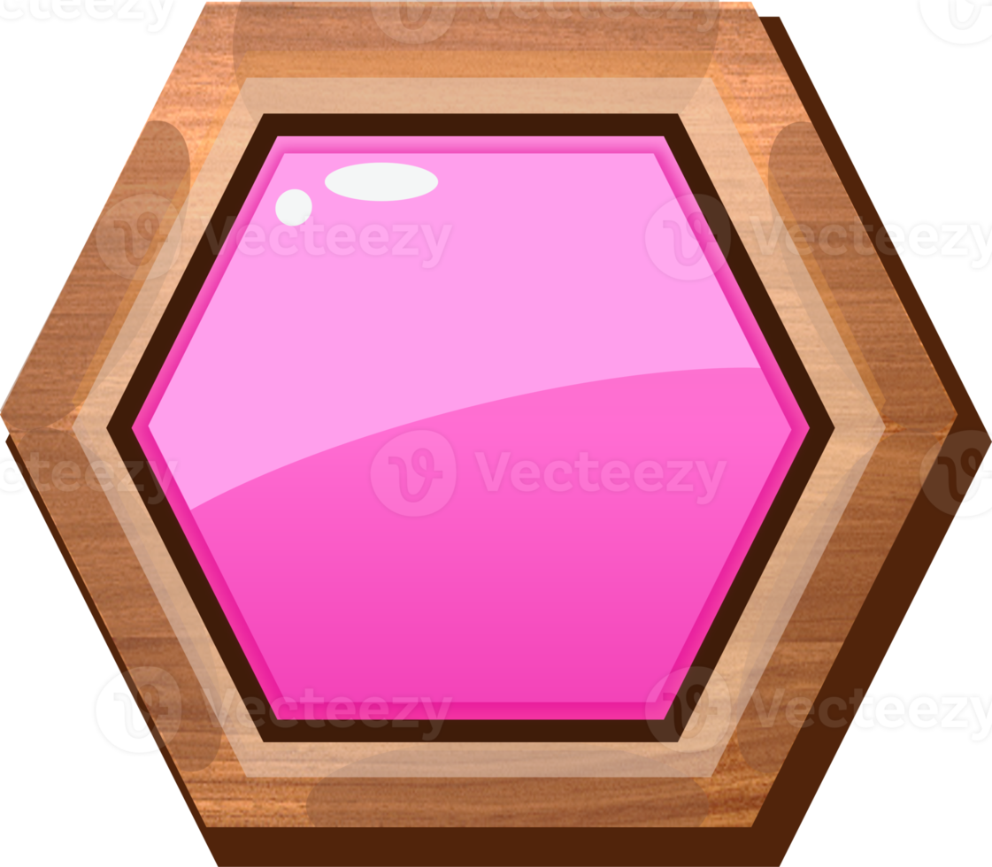 rosa cartone animato esagono di legno pulsante png