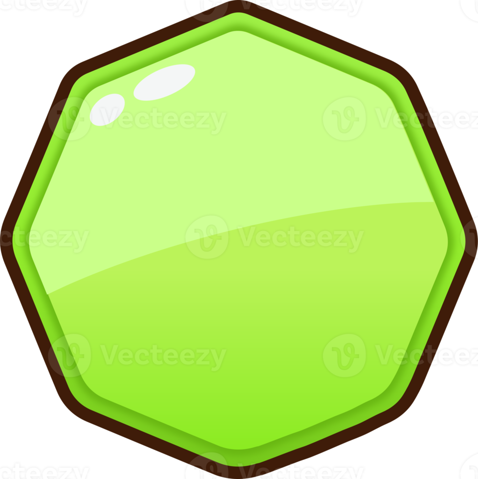 Green Cartoon Octagon Button png