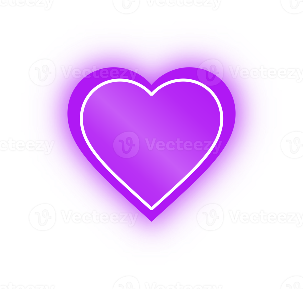 Neon Purple Heart Banner, Neon Heart png