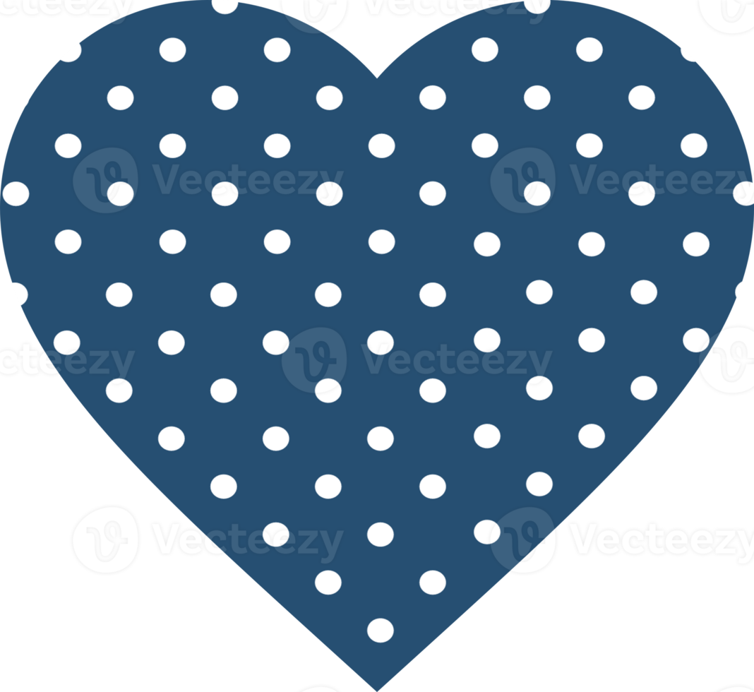 Dark BLue Heart With Polka Dots png