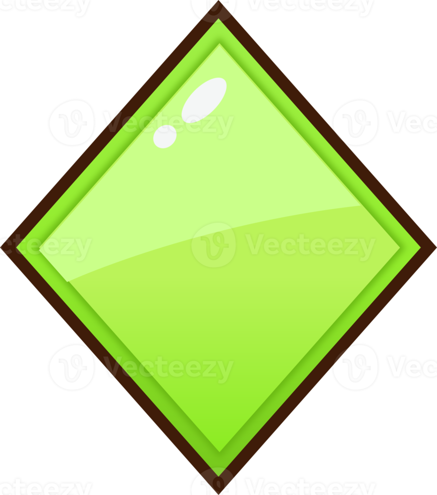 Green Cartoon Rhombus Button png