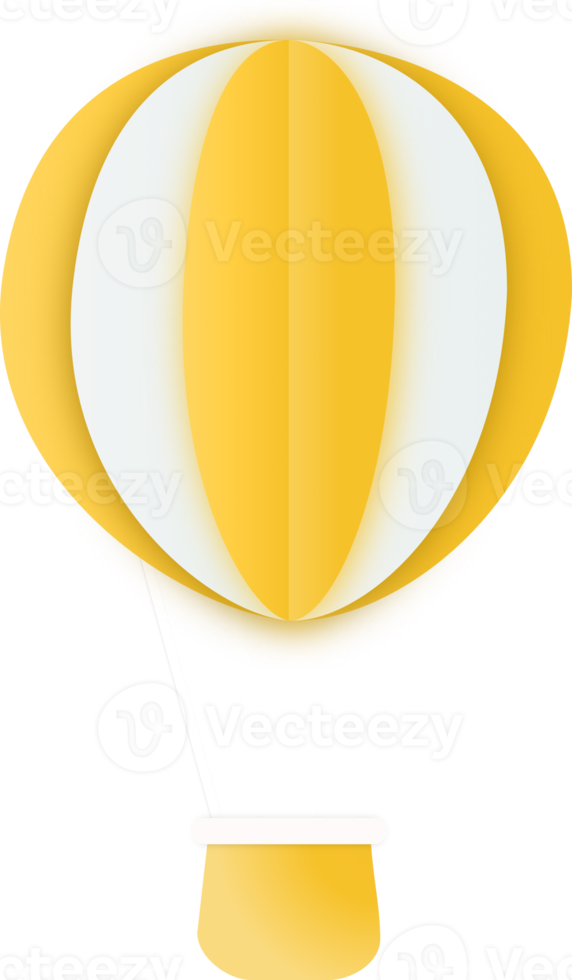 balão de ar quente de papel amarelo, corte de papel de balão de ar quente png