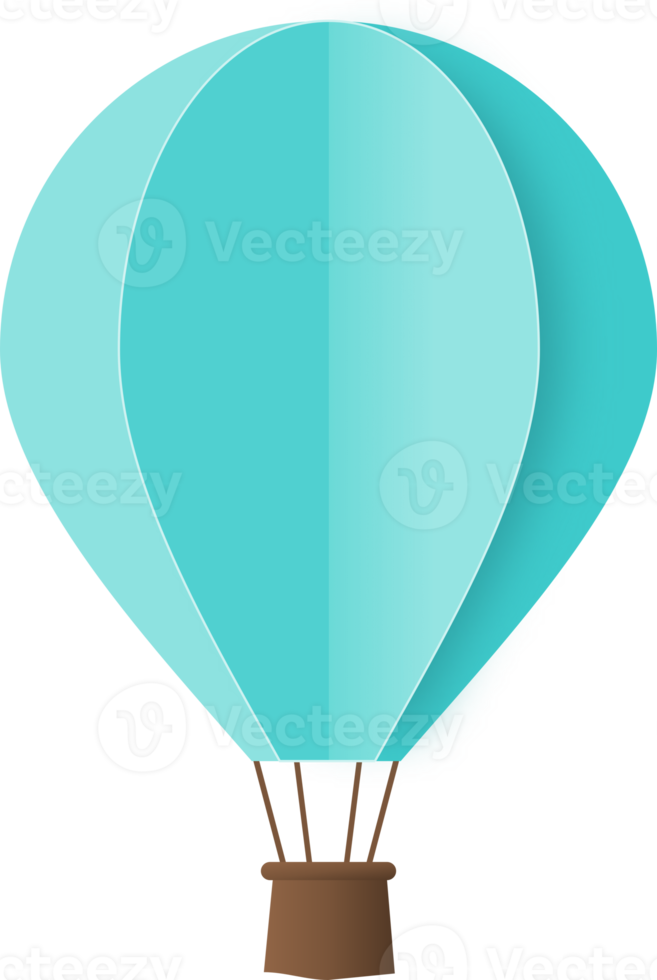 ballon à air chaud en papier bleu, papier ballon à air chaud découpé png