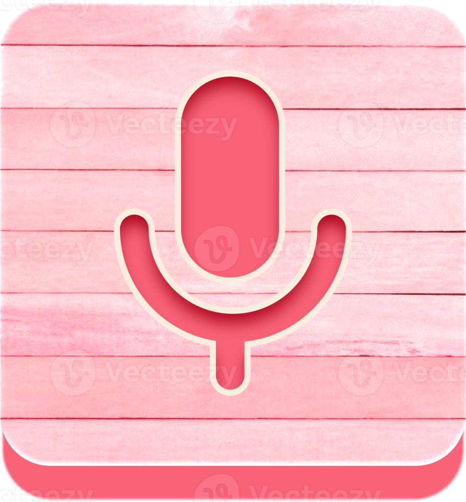 botão de microfone de madeira, ícone de madeira png