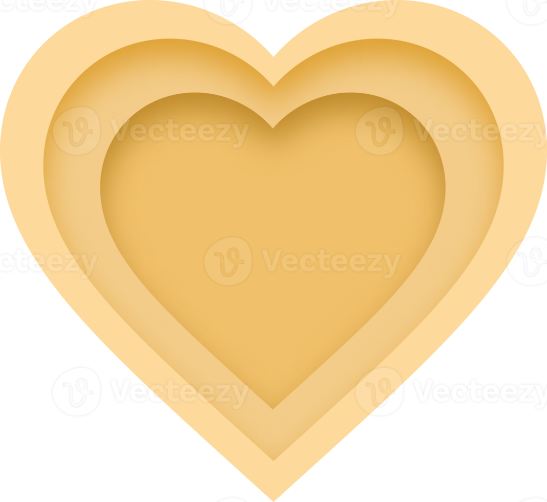 Yellow Heart Shape Multi Layered Paper Cut Style png