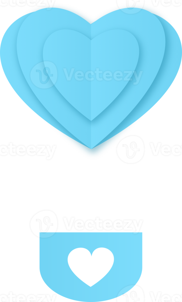 Blue Heart Shaped Hot Air Balloon, Heart Hot Air Balloon Paper Cut png