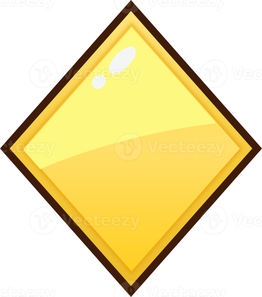 Yellow Cartoon Rhombus Button png