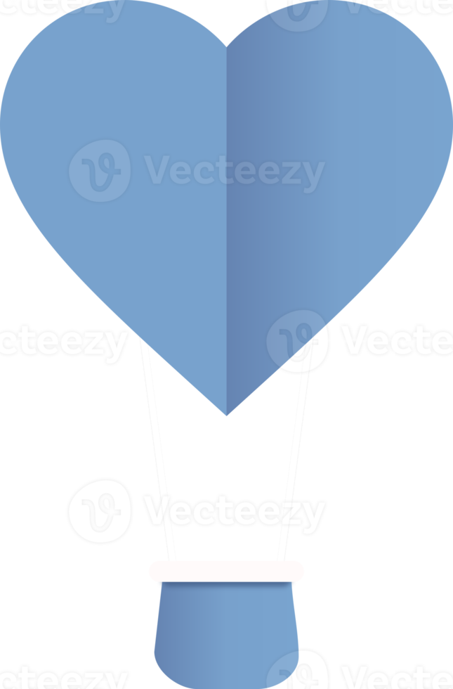 blå hjärta varm luft ballong papper skära, hjärta formad varm luft ballong png