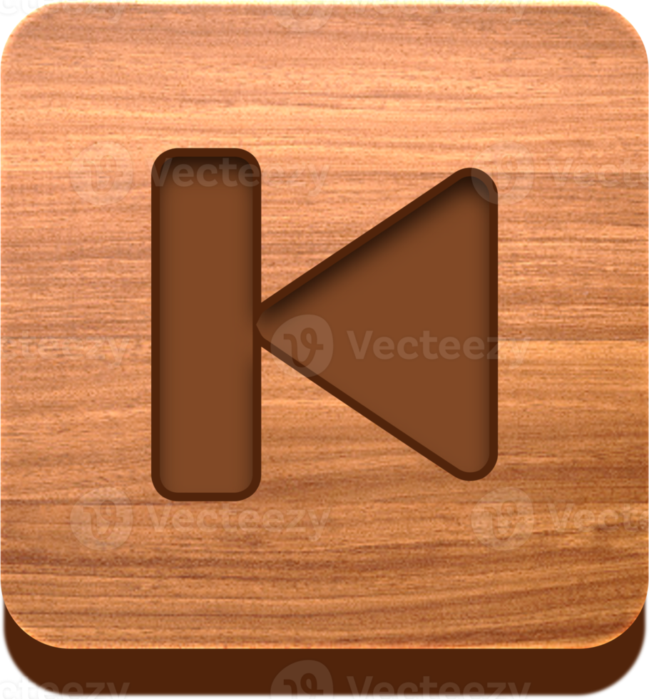 Wooden Play Back Button, Wooden Icon png