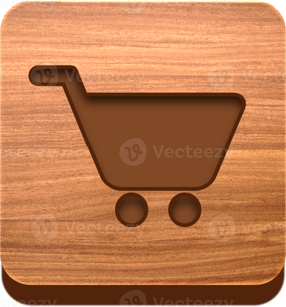 Wooden Shopping Cart Button, Wooden Icon png