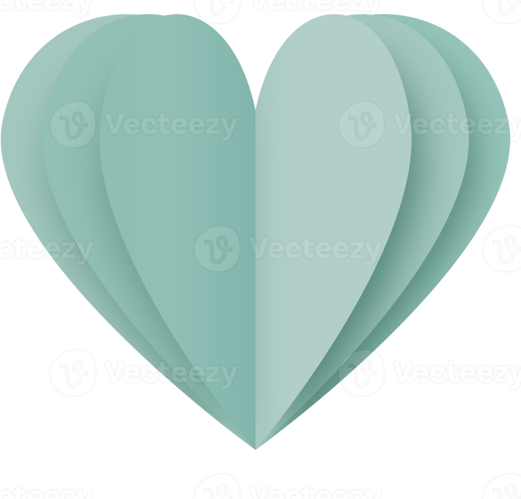 Turquoise Paper Heart Png, Paper Heart Valentine's Day png