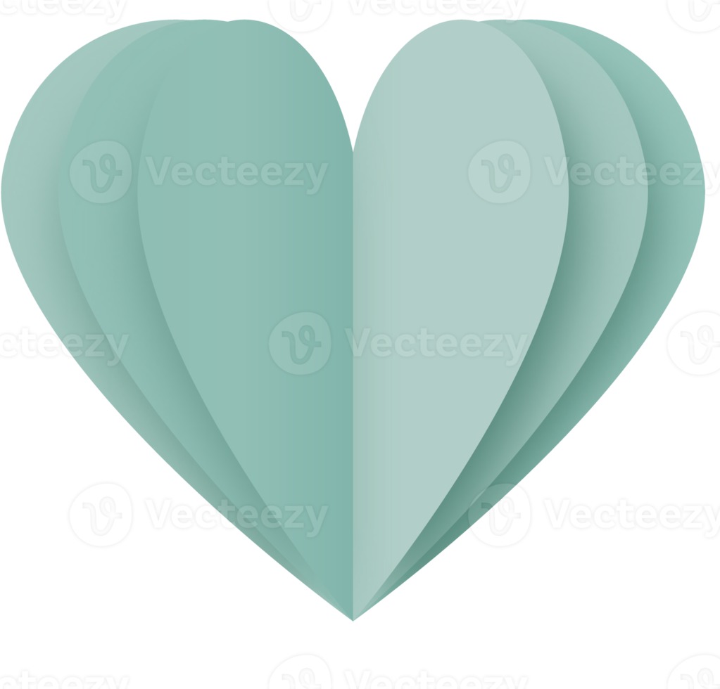 coeur de papier turquoise png, coeur de papier saint valentin png