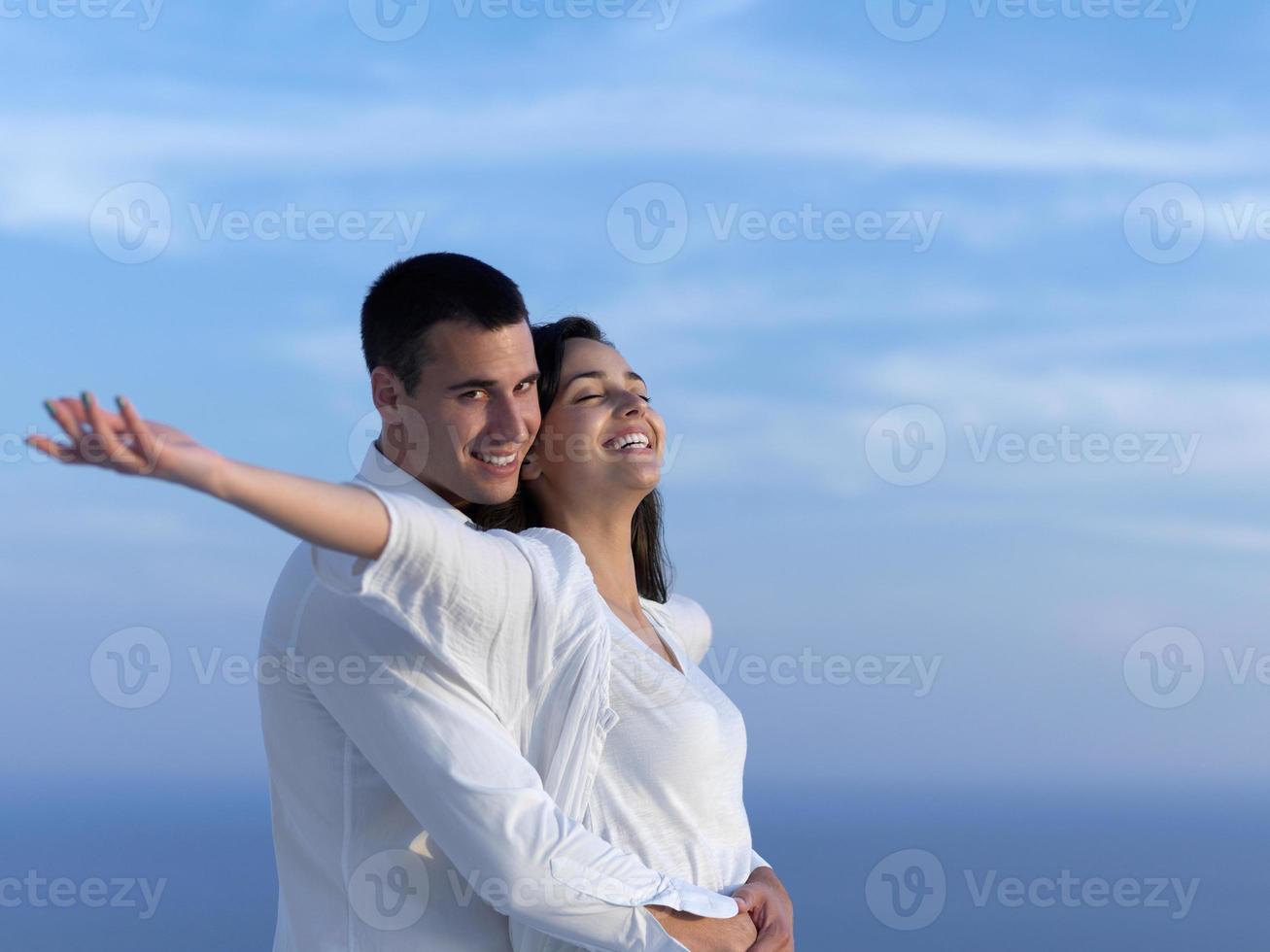 happy young romantic couple have fun arelax  relax at home photo