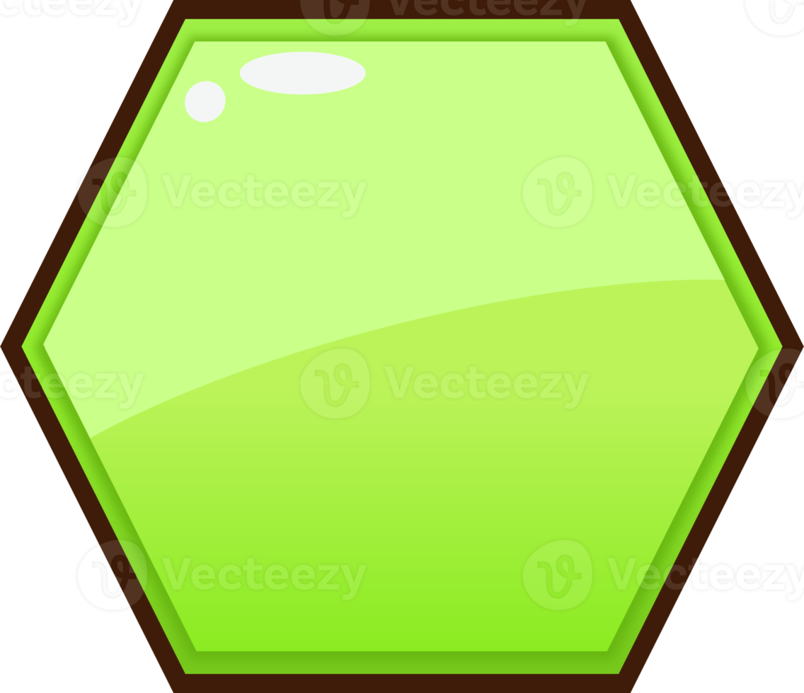 Green Cartoon Hexagon Button png