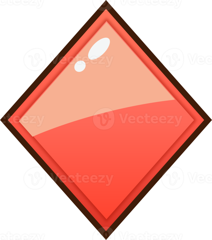 Red Cartoon Rhombus Button png