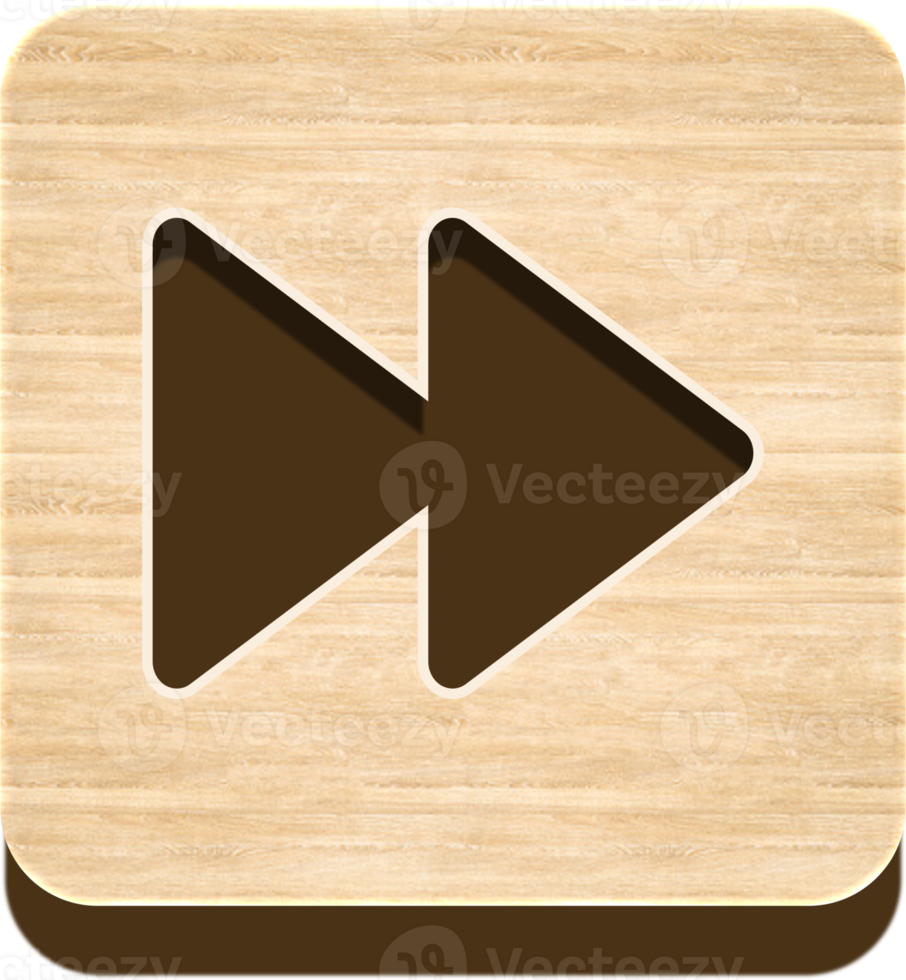 botão de avanço rápido de madeira, ícone de madeira png