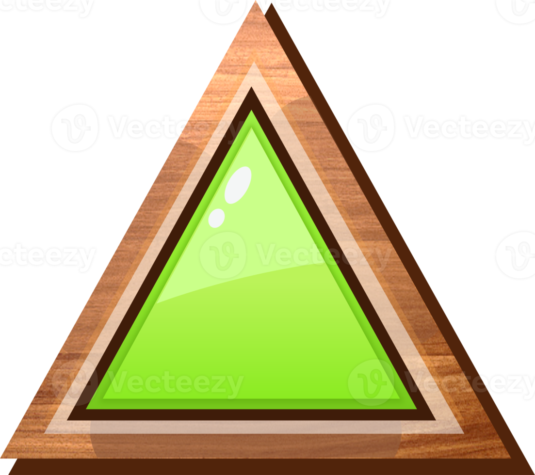 Green Cartoon Triangle Wooden Button png