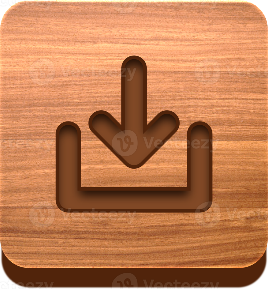 houten downloaden knop, houten icoon png