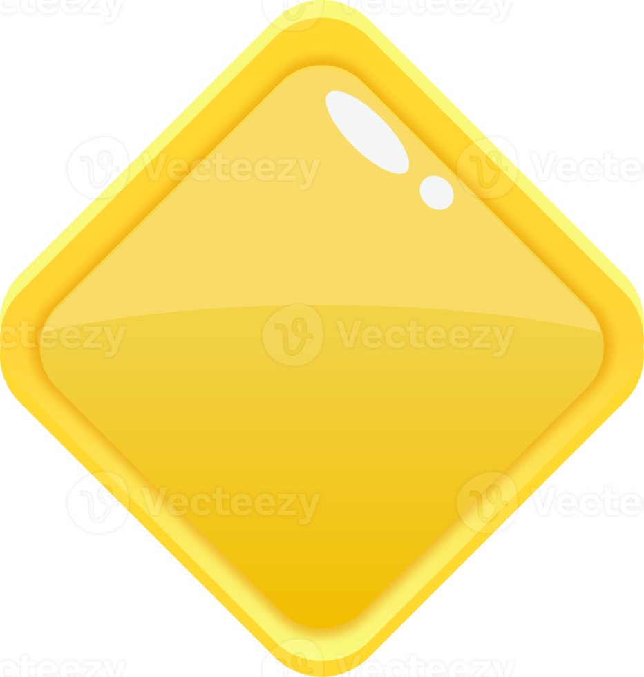 Yellow Cartoon Rhombus Button png