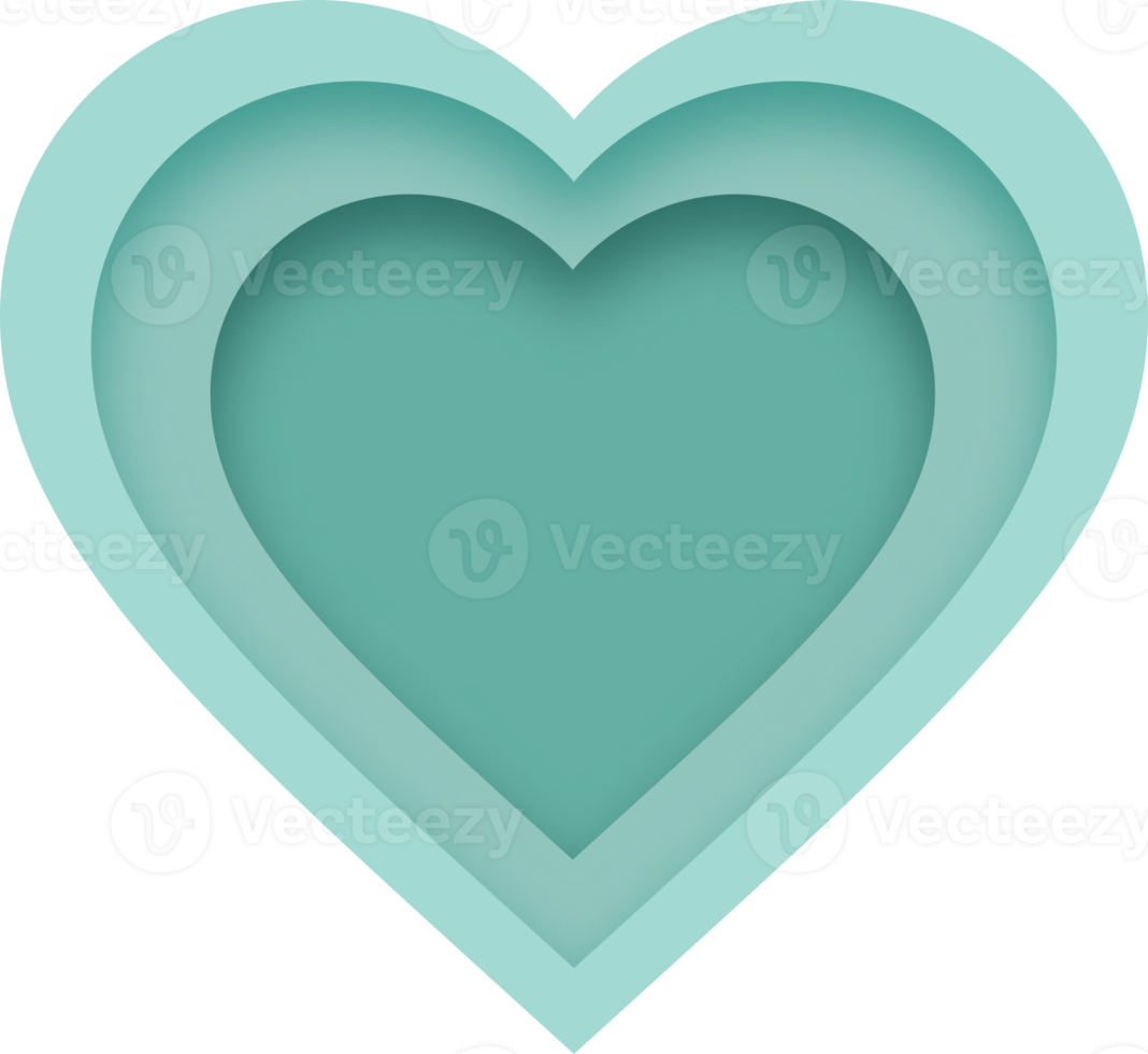 Turquoise Heart Shape Multi Layered Paper Cut Style png