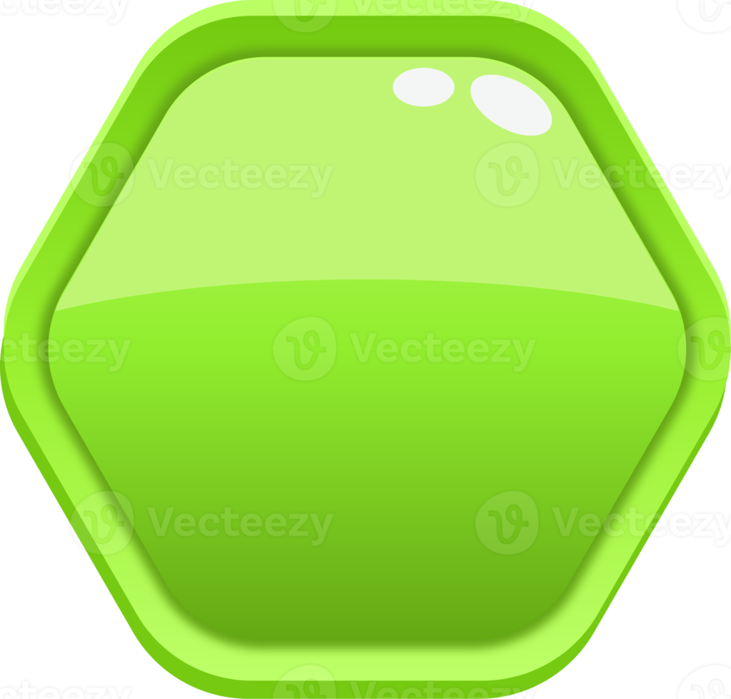 Green Cartoon Hexagon Button png