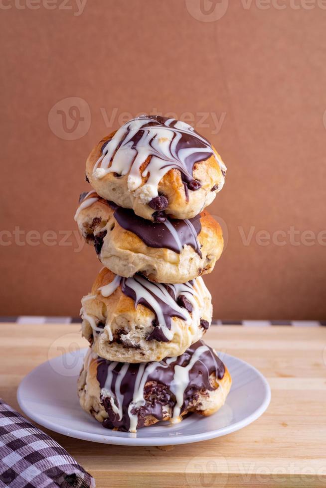 Brioche bread with chocolate photo