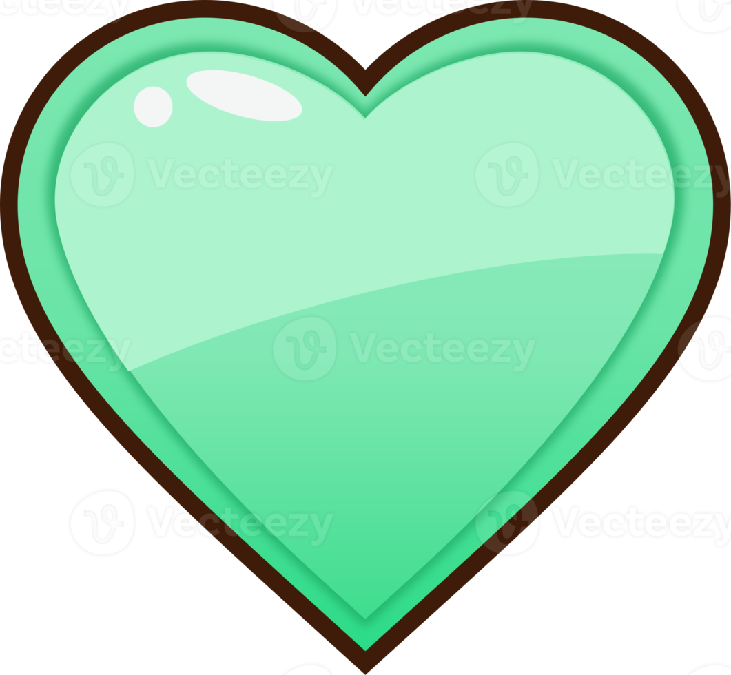 Green Cartoon Heart Button png