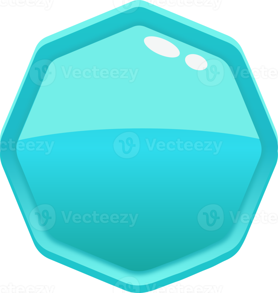 Blue Cartoon Octagon Button png