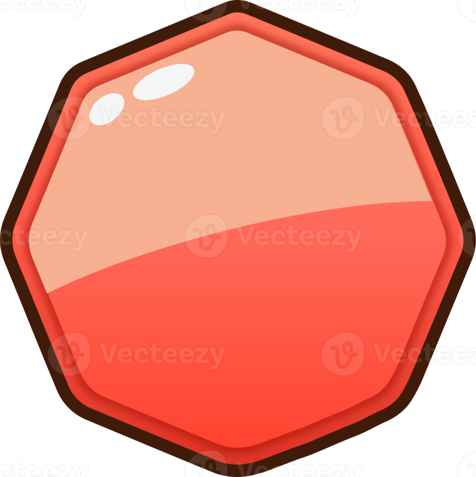 Red Cartoon Octagon Button png